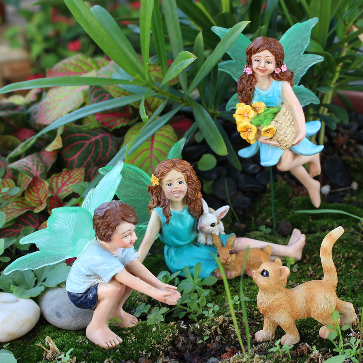 Resin Craft Material - 4pc Flower Fairy and Animal Party,