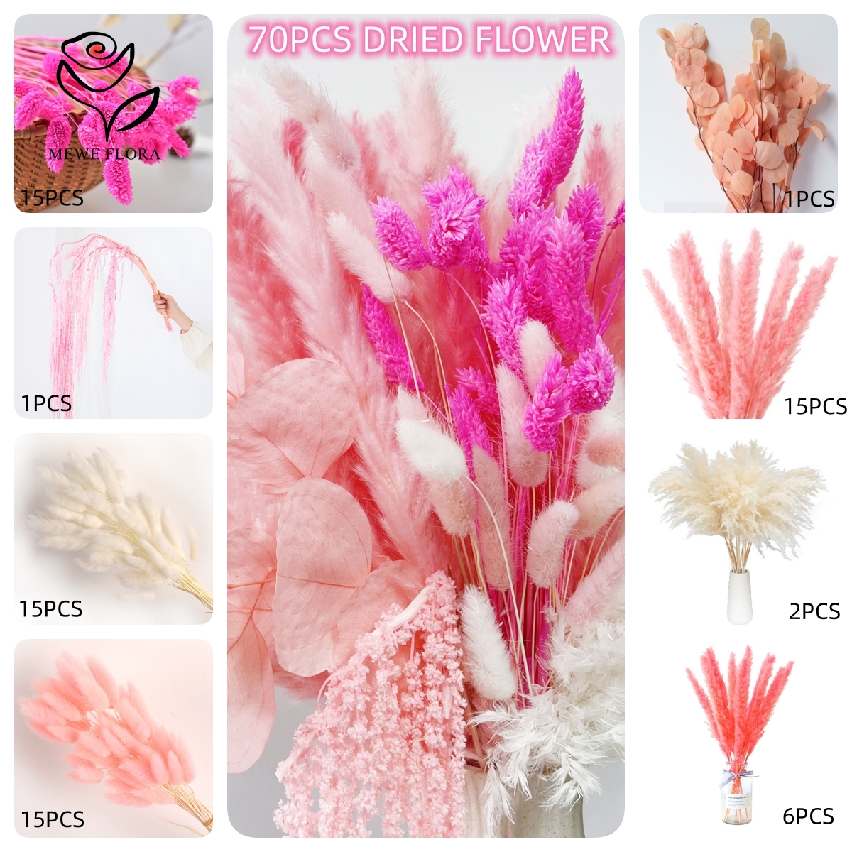 Natural Pampas Pink Dried Flow - Dried Flower Bulk review and price
